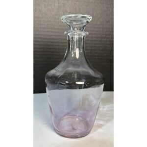 Glass Decanter With Stopper France Rose To Clear 6 3/4 inch Tall 16oz Art Glass